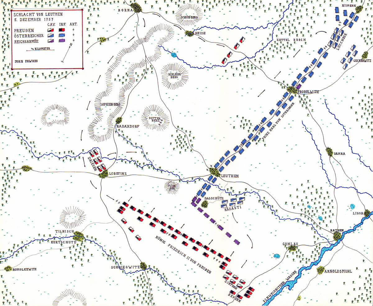 Map of the Battle of Leuthen by John Fawkes